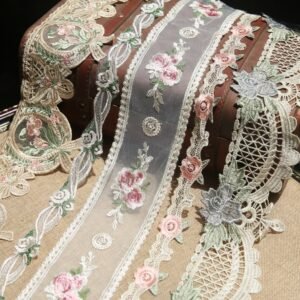 Vintage Floral Embroidered Lace Trim Ribbon Set - 5 Styles 41% off