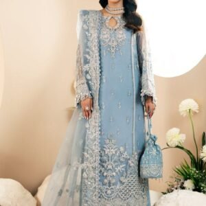Ice Blue Embroidered Chiffon 3 Piece Formal Suit 52% off